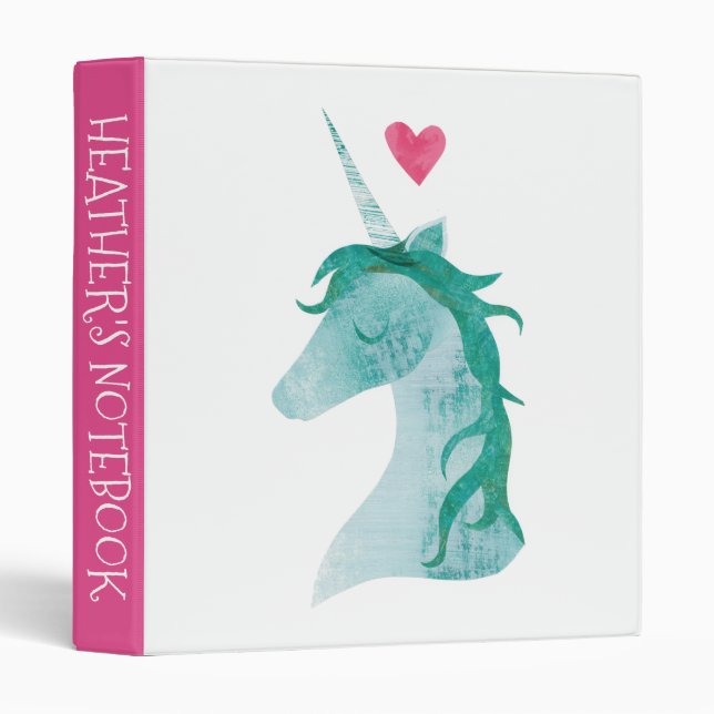 Add Your Name | Blue Unicorn Magic with Heart Binder (Front/Spine)