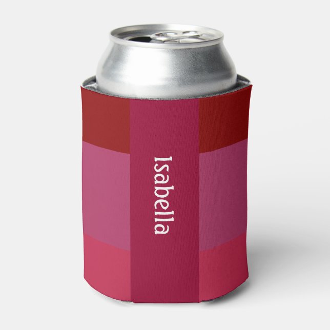 Add Your Name Bold Red & Pinks Can Cooler (Can Front)