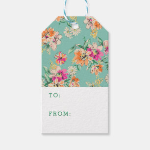 Add Your Name Bright Sketch Floral Pattern Gift Tags