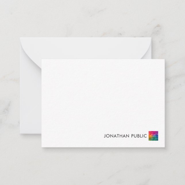 Add Your Name Business Company Logo Minimalistic Card (Front)