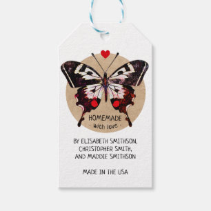 Add Your Name Butterfly & Heart Homemade With Love Gift Tags