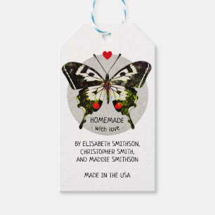 Add Your Name Butterfly & Heart Homemade With Love Gift Tags