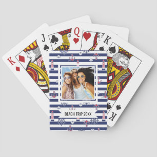 Add Your Name   By The Sea Pattern Playing Cards