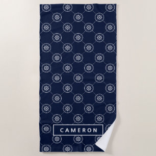 Add Your Name   Captain's Wheel Pattern Beach Towel
