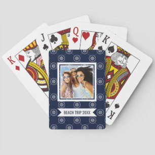 Add Your Name Captain'S Wheel Pattern Playing Cards