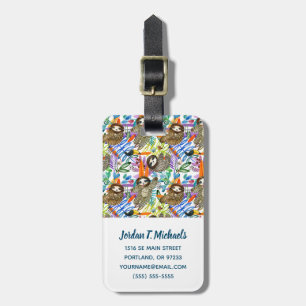 Add Your Name   Cartoon Watercolor Sloth Pattern Luggage Tag
