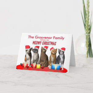 Add your name, Cats in Christmas hats Holiday Card