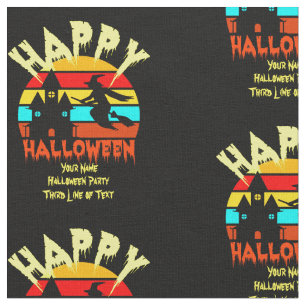 Add Your Name Change ANY Text Halloween Sunset     Fabric