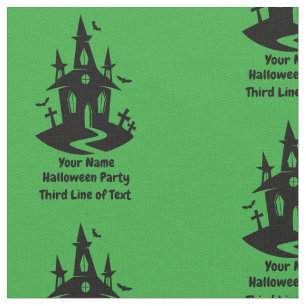 Add Your Name Change ANY Text Spooky Haunted House Fabric