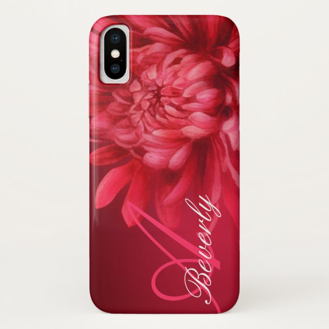 Add your name chrysanthemum red hue iphone case (Back)