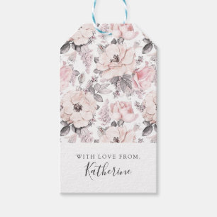 Add Your Name Classic Pink & Grey Pattern Gift Tags