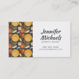 Add Your Name Classic Retro Floral Pattern Business Card