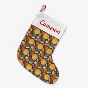 Add Your Name Classic Retro Floral Pattern Small Christmas Stocking