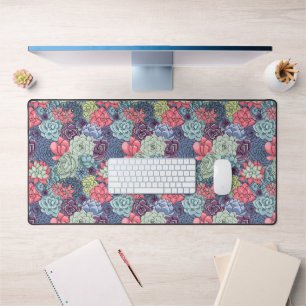 Add Your Name   Colorful Succulent Pattern Desk Mat