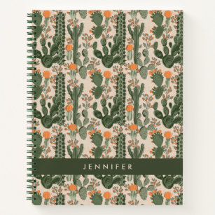 Add Your Name   Colourful Cactus Pattern Notebook