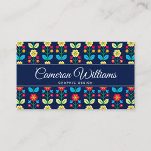 Add Your Name Colourful Floral Pattern Business Card