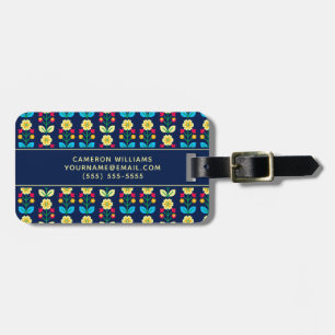 Add Your Name   Colourful Floral Pattern Luggage Tag