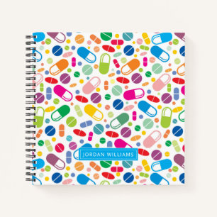 Add Your Name Colourful Neon Drug Pattern Notebook