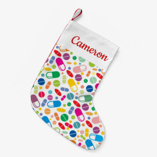 Add Your Name   Colourful Neon Drug Pattern Small Christmas Stocking