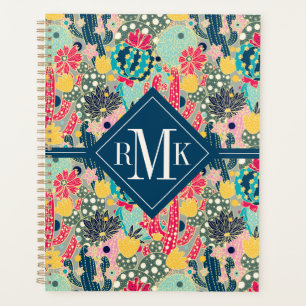 Add Your Name Colourful Polka Dot Cactus Pattern Planner