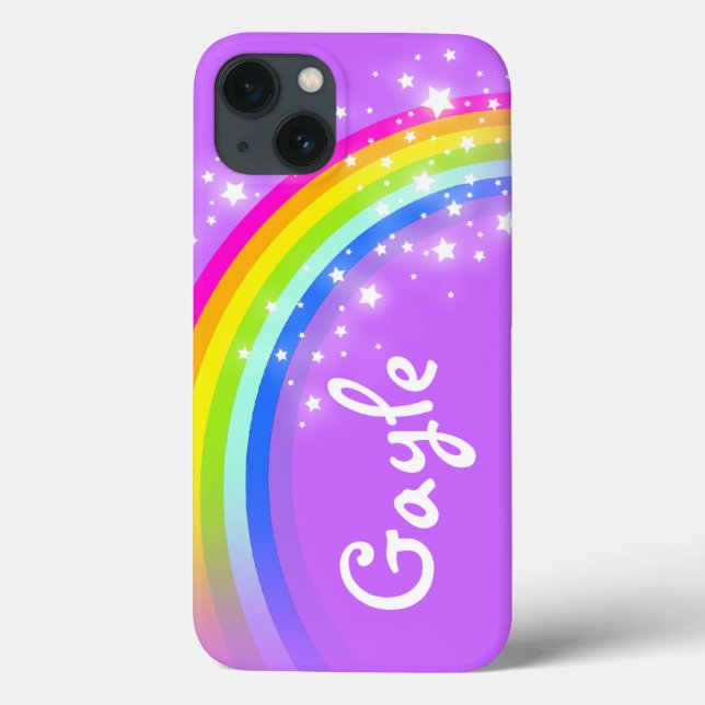 Add your name colourful rainbow purple iphone case (Back)