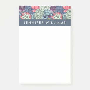 Add Your Name   Colourful Succulent Pattern Post-it Notes