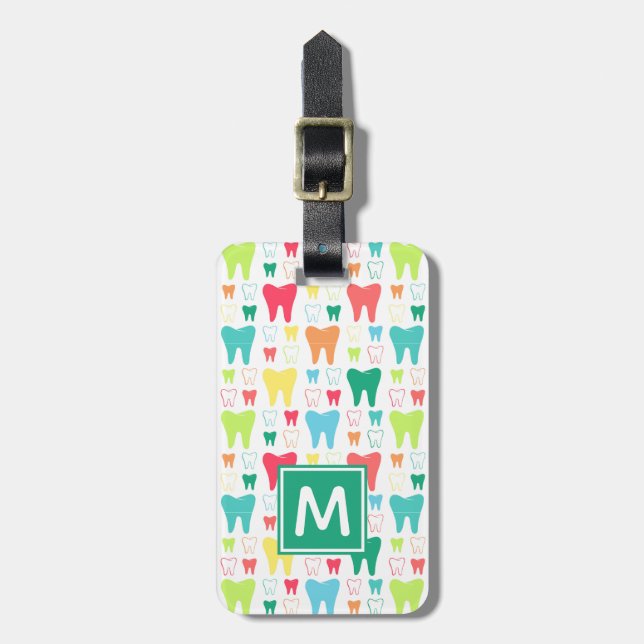 Add Your Name | Colourful Teeth Pattern Luggage Tag (Front Vertical)