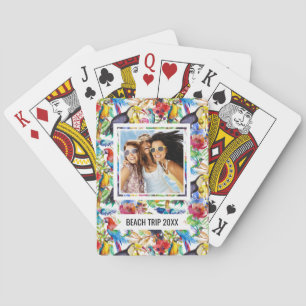 Add Your Name Colourful Watercolor Parrots Playing Cards