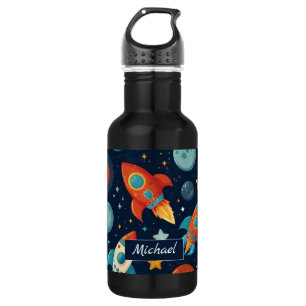 Add Your Name Cool Rocket Ship Space and Planets 532 Ml Water Bottle