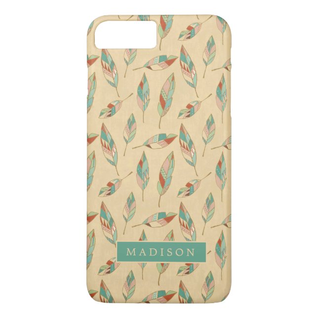 Add Your Name | Coral Feather Pattern Case-Mate iPhone Case (Back)
