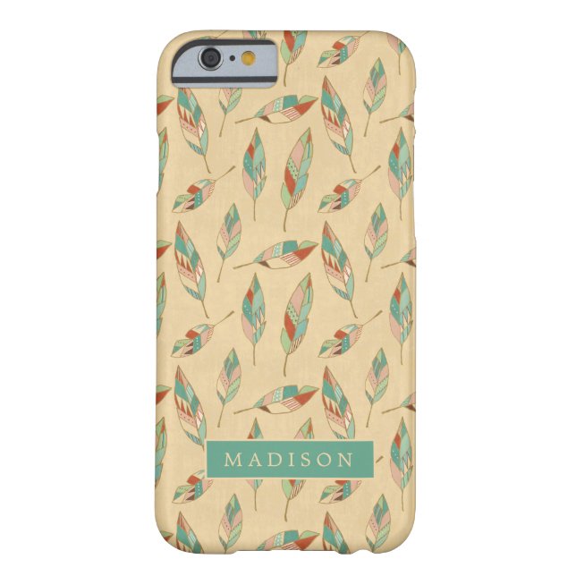 Add Your Name | Coral Feather Pattern Case-Mate iPhone Case (Back)