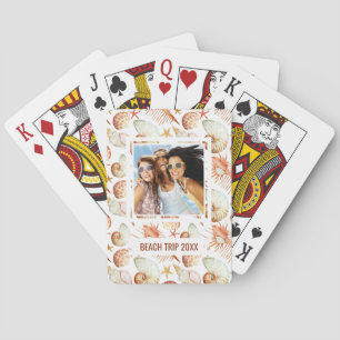 Add Your Name Coral With Shells & Crabs Pattern Playing Cards