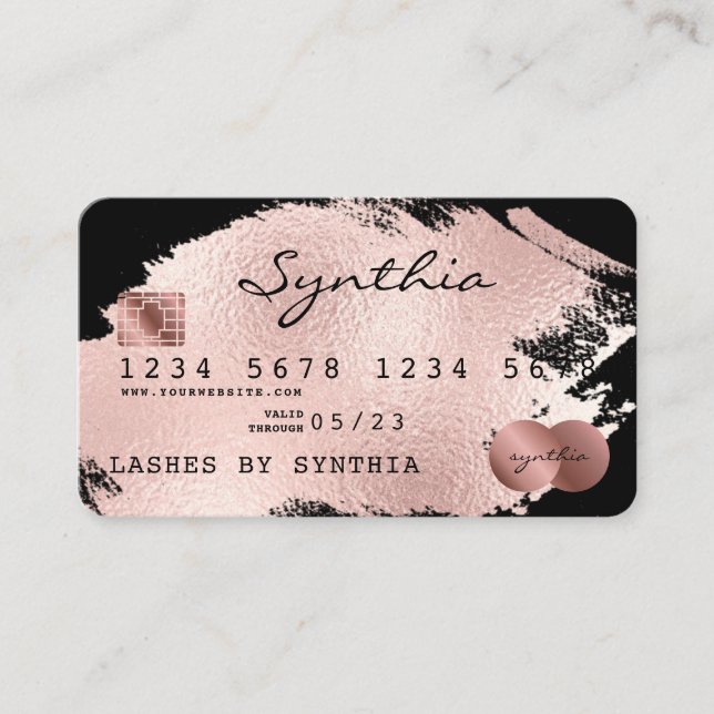 Add Your Name Credit Card Styled Rose Gold Splash (Front)