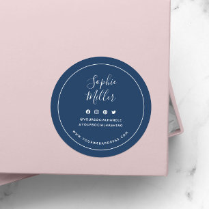 Add Your Name Custom Colour Social Media Branding Classic Round Sticker