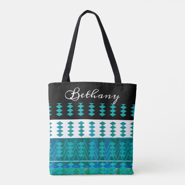 add your name  custom personalized stylish tote bag (Back)