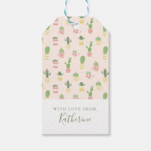 Add Your Name Cute Cactus Pattern Gift Tags