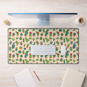 Add Your Name   Cute Cactus Standing Pattern Desk Mat