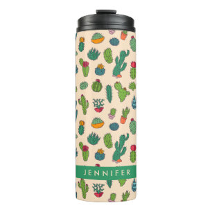 Add Your Name   Cute Cactus Standing Pattern Thermal Tumbler