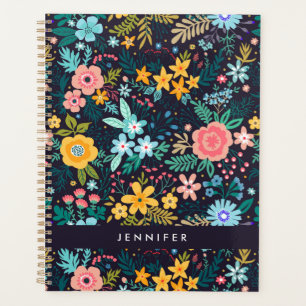 Add Your Name   Cute Colourful Floral Pattern Planner