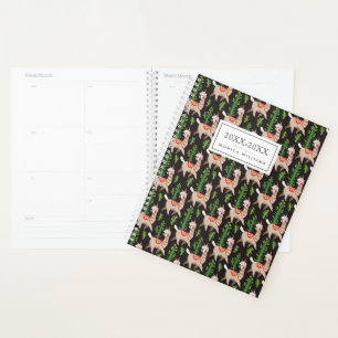 Add Your Name Cute Decorated Llamas Pattern Planner