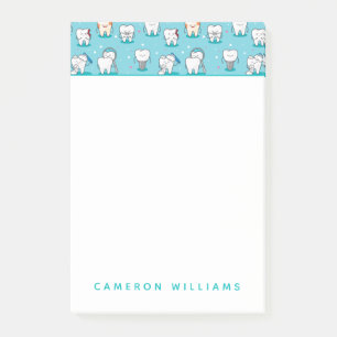 Add Your Name Cute Dental Pattern Post-it Notes