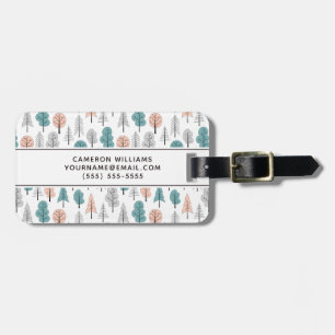 Add Your Name   Cute Doodle Forest Pattern Luggage Tag