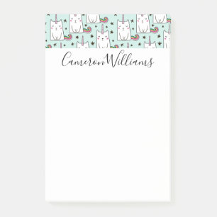Add Your Name   Cute Hand Drawn Unicorn Cat Post-it Notes