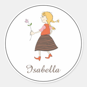 Add your name cute kids custom name template classic round sticker