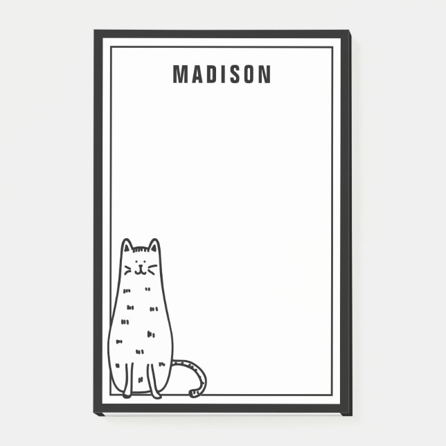 Add Your Name | Cute Kitty Cat Post-it Notes (Front)