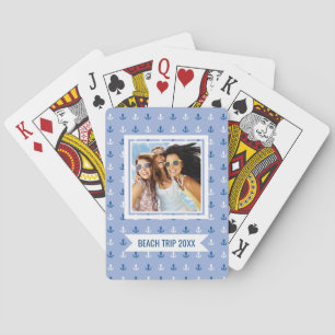 Add Your Name   Cute Little Anchor Pattern Playing Cards
