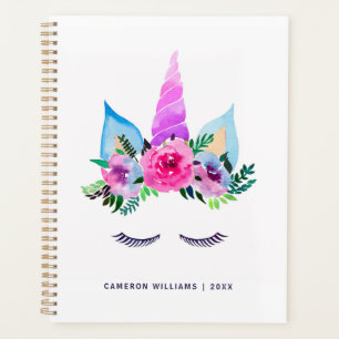Add Your Name   Cute Magical Unicorn Face Planner