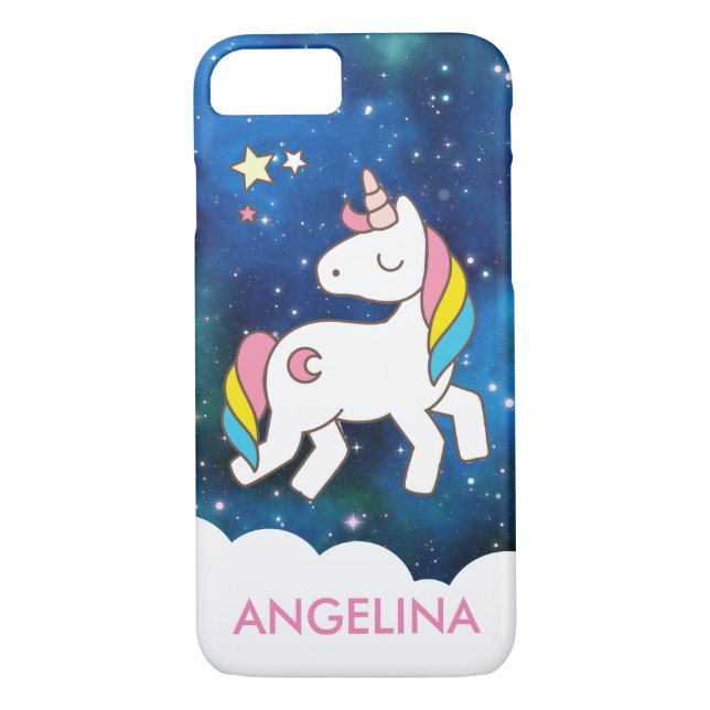 Add Your Name Cute Magical Unicorn Personalized Case-Mate iPhone Case (Back)