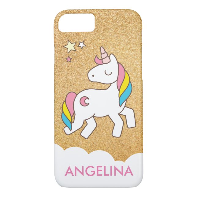 Add Your Name Cute Magical Unicorn Personalized Case-Mate iPhone Case (Back)