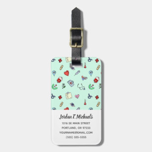 Add Your Name   Cute Medical Icon Pattern Luggage Tag